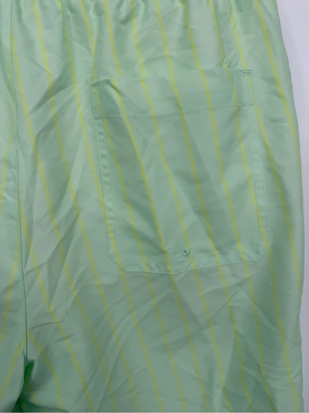 PacSun Light Green Swim Trunks with Yellow Pinstripes